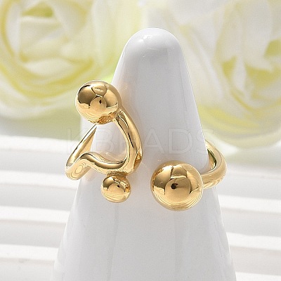 304 Stainless Steel Round Cuff Rings for Women RJEW-A063-01B-G-1