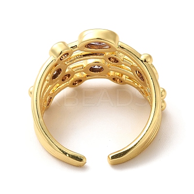 Brass Micro Pave Cubic Zirconia Cuff Rings for Women RJEW-P087-05G-02-1