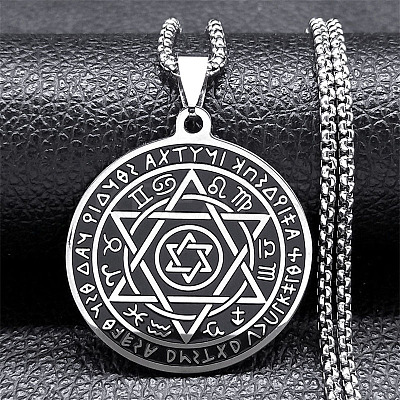 201 Stainless Steel Star of David 12 Constellation Pendant Necklaces LS-NJEW-K283-32P-1