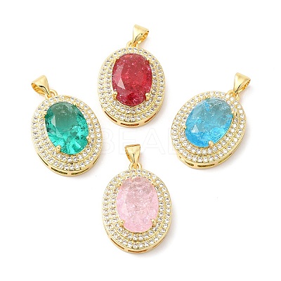 Real 16K Gold Plated Brass Micro Pave Cubic Zirconia Pendants ZIRC-L103-061G-1