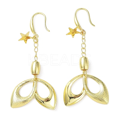 Rack Plating Brass Star & Horse Eye Dnagle Earrings KK-C029-09G-1