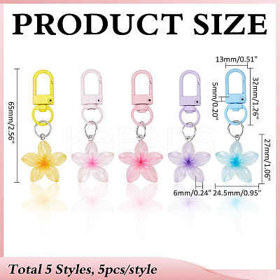 25Pcs 5 Colors Resin Pendant Keychains HJEW-ME0001-11-1