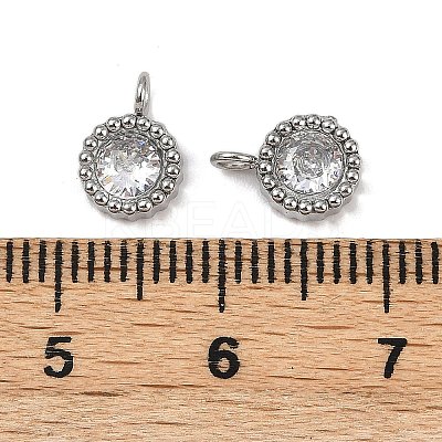 304 Stainless Steel Micro Pave Cubic Zirconia Charms STAS-K302-01D-P-1