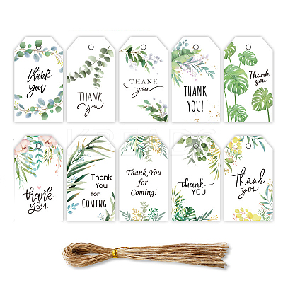 50Pcs 10 Styles Rectangle Paper Thank You Hanging Gift Tags HULI-PW0002-142-1