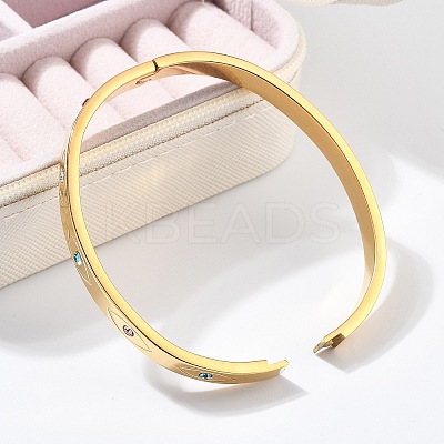 Eye 304 Stainless Steel Rhinestone Bangles for Women BJEW-Z092-09G-1