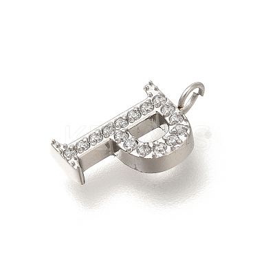 304 Stainless Steel Micro Pave Cubic Zirconia Pendants STAS-H228-06P-P-1
