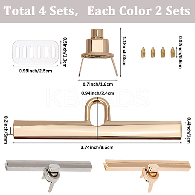 4Pcs 2 Colors Zinc Alloy Twist Bag Lock Purse Catch Clasps PURS-CP0001-04-1
