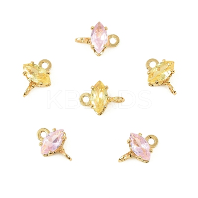 Brass Pave Cubic Zirconia Horse Eye Connector Charms KK-P347-03G-1