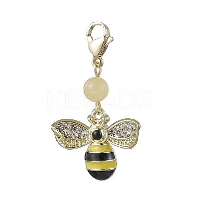 5Pcs Bee Alloy Enamel Pendant Decorations HJEW-JM01728-1