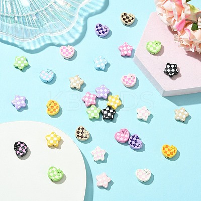 36Pcs 18 Styles Hounds Tooth Pattern Paint Alloy Beads FIND-CJ0003-27-1