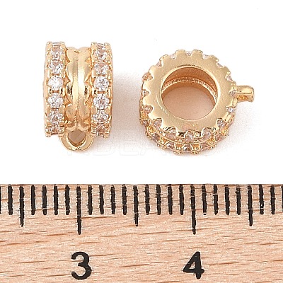 Brass Pave Clear Cubic Zirconia Beads KK-N256-08G-D-1