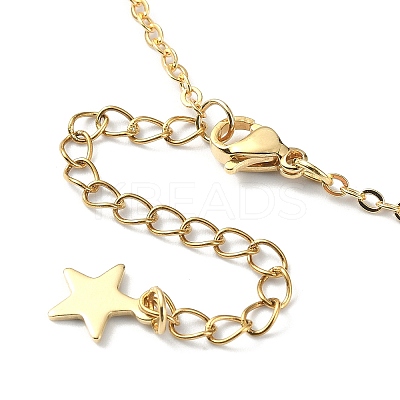 Natural Agate Round & Alloy Enamel Star Charms Bib Necklace with 304 Stainless Steel Chains NJEW-JN04404-01-1