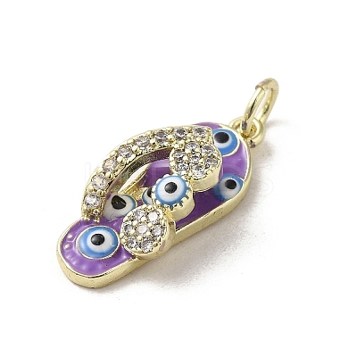 Brass Micro Pave Cubic Zirconia Pendants KK-E092-19G-02-1