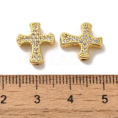 Brass Micro Pave Cubic Zirconia Beads KK-C072-08G-1