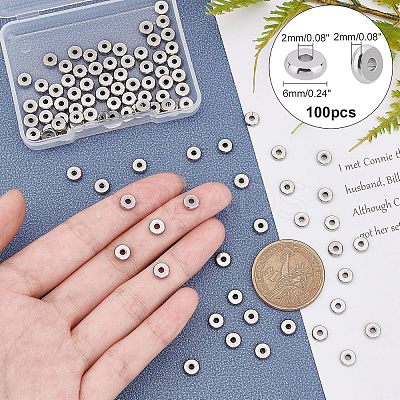 100Pcs 304 Stainless Steel Spacer Beads STAS-UN0026-06-1