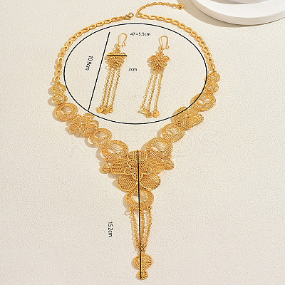 Elegant Alloy Hollow Flower Tassel Earrings & Necklaces for Women FZ8785-1