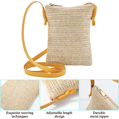 Straw Zipper Crossbody Bags AJEW-WH20019-41-1
