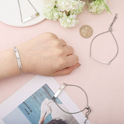 6Pcs Adjustable Stainless Steel Box Chain Slider Bracelets BJEW-CA0001-10-1