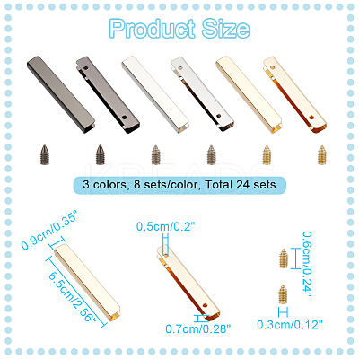 24 Sets 3 Colors Zinc Alloy Bag Decorative Edge Buckles FIND-WR0006-52-1