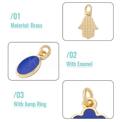 21Pcs 7 Styles Brass Enamel Charms KK-TA0003-19C-1
