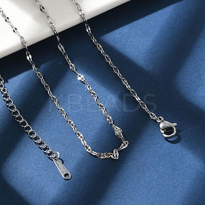Non-Tarnish 304 Stainless Steel Dapped Chain Necklace for Men Women NJEW-E076-02P-1