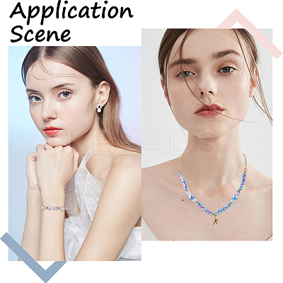 DIY ABS Plastic Imitation Pearl Beads Bracelet & Alloy Pendants Earrings Making Kits DIY-SP0003-36-1
