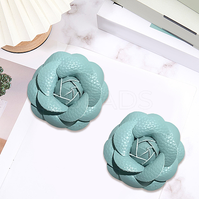 Flower Imitation Leather Shoe Decoration AJEW-WH20020-341E-1