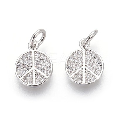 Brass Micro Pave Cubic Zirconia Charms ZIRC-J021-02P-RS-1