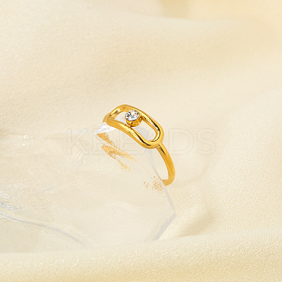 Fashionable Stainless Steel Clear Cubic Zirconia Hollow Rectangle Cuff Rings for Women XE1808-1