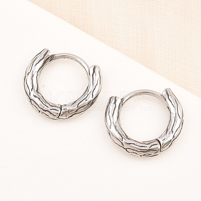 316 Surgical Stainless Textured Hoop Earrings EJEW-C160-10C-AS-1