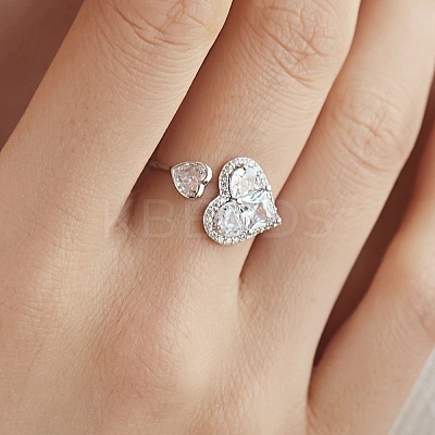 Rhodium Plated 925 Sterling Silver Birthstone Ring RJEW-F150-52P-1