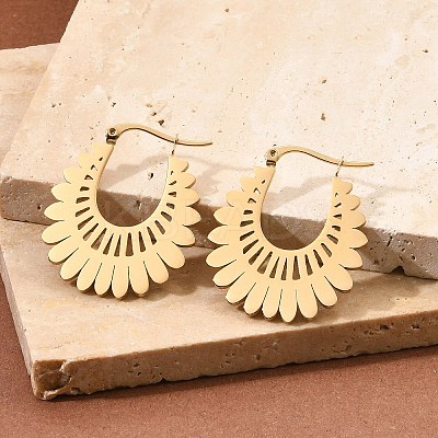 304 Stainless Steel Flower Stud Earrings for Women LS-EJEW-Q009-03C-G-1
