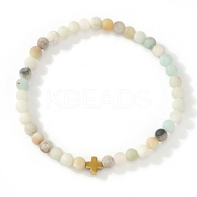 Bohemian Natural Amazonite Round Beads Stretch Bracelets LS-NO3013-3-1