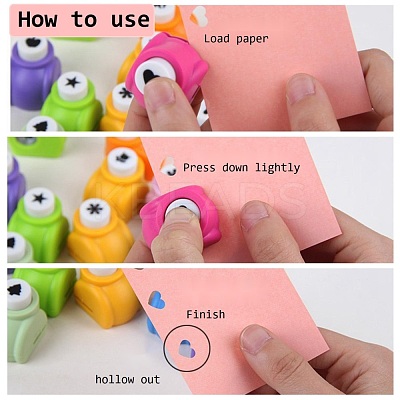Random Single Color or Random Mixed Color Mini Plastic Craft Paper Punch Sets for Scrapbooking & Paper Crafts AJEW-L051-03-1