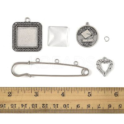 DIY Square Alloy Commemorative Photo Pendants Making Kits DIY-FS0009-22-1