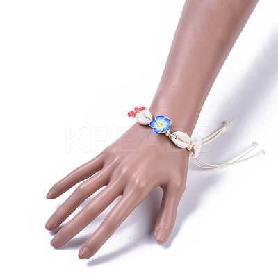 Adjustable Cowrie Shell Braided Bead Bracelets BJEW-JB04274-1