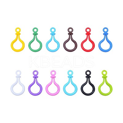 120Pcs 12 Colors Opaque Solid Color Bulb Shaped Plastic Push Gate Snap Keychain Clasp Findings KY-CJ0001-25-1