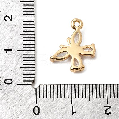 Brass Micro Pave Clear Cubic Zirconia Pendants ZIRC-F146-05A-G-1