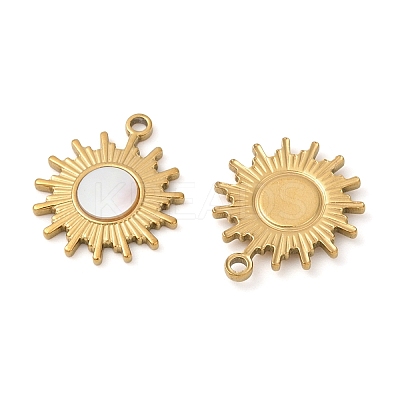 304 Stainless Steel Natural White Shell Pendants STAS-L288-15G-02-1
