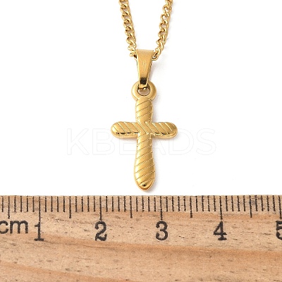 304 Stainless Steel Cross Pendant Necklaces for Women Men LS-NJEW-Z063-02G-1