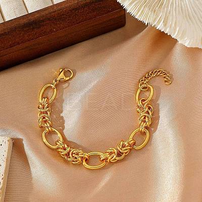 304 Stainless Steel Oval Link Chain Bracelets for Women BJEW-C104-01D-G-1