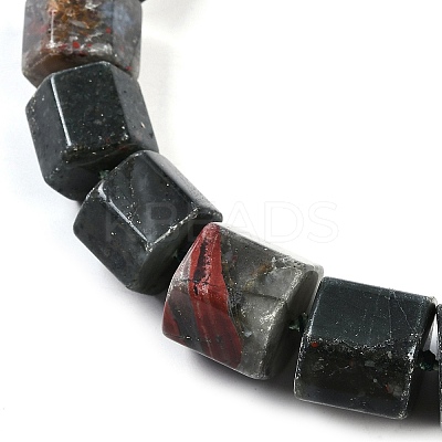 Natural Bloodstone Hexagon Prism Graduated Beaded Necklaces for Women Men NJEW-K388-03Q-1
