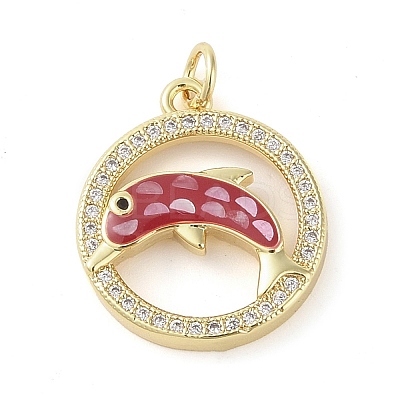 Brass Micro Pave Clear Cubic Zirconia Pendants KK-Q813-05G-1