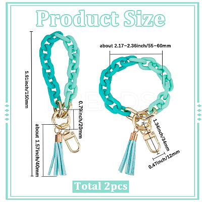 2Pcs Acrylic Cable Chain Bracelet Pendant Decorations AJEW-SC0003-71C-1