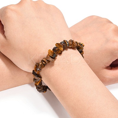 Tiger Eye Chips Stretch Bracelets BJEW-JB01308-02-1