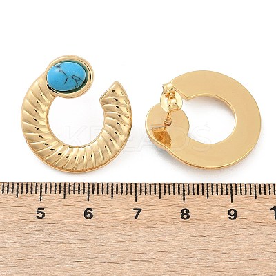 304 Stainless Steel Synthetic Turquoise Stud Earrings for Women EJEW-U046-14G-1