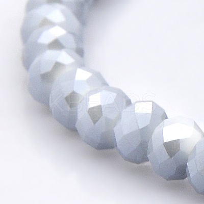 Full Rainbow Plated Faceted Rondelle Imitation Jade Glass Beads Strands GLAA-A024D-FR02-1