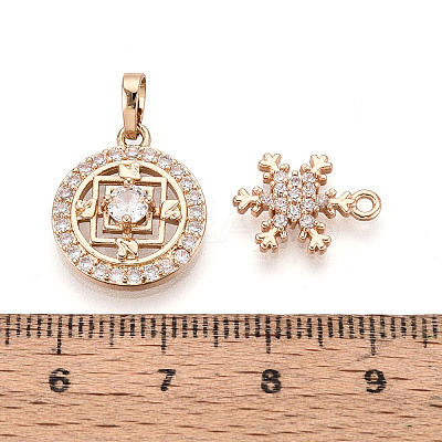 Brass with Cubic Zirconia Pendants KK-T072-52G-1