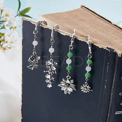 4 Styles Alloy Hook Bookmark AJEW-DR00018-1