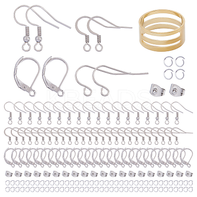 110Pcs 4 Style 304 Stainless Steel Earring Hooks & Leverback Earring Findings DIY-SC0024-14-1